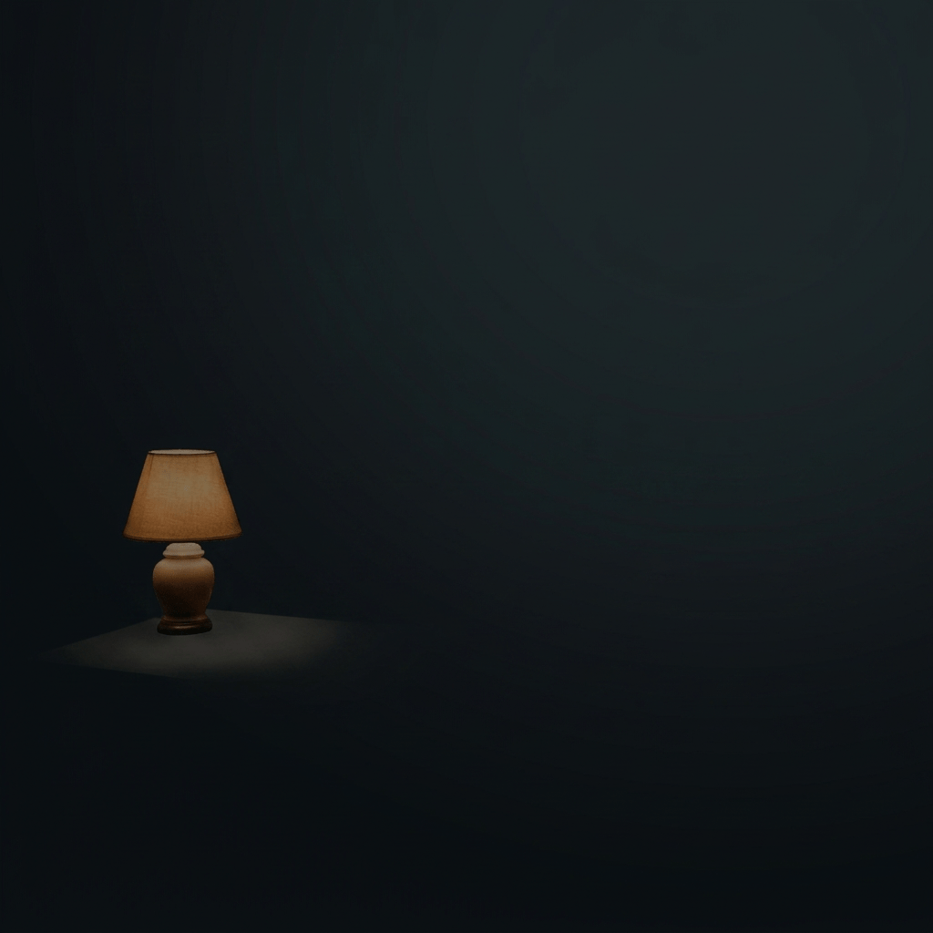 Minimal abstract dark room single dim lamp